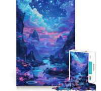 Puzzle de 1000 pièces pour Adultes Rivières Célestes Astralis Découpe Aiguë Jeu de Résolution de Problèmes Amusant pour Passer Le Temps Décoration Art de Noël (38x52cm)