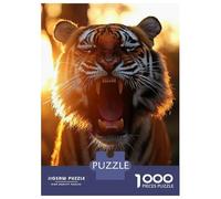 Puzzle De 1000 Pièces pour Adultes Roaring Tiger Portrait at Sunset Puzzle Adulte, Jeu De Réflexion, Cadeau d'anniversaire, Difficile À Compléter 52x38cm/1000pcs