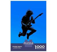 Puzzle De 1000 Pièces pour Adultes Rock Guitarist Silhouette - Electric Blue Jump Adolescents Puzzles Anti-Stress Jeux Difficiles Défi Activités Amusantes À La Maison 52x38cm/1000pcs