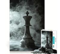 Puzzle de 1000 pièces pour Adultes Roi d'échecs dans la fumée Jeu créatif et Artistique aux découpes précises Cadeau de Noël apaisant pour se détendre (38x52cm)
