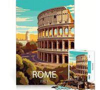 Puzzle de 1000 pièces pour Adultes,Rome,Italie,découpe Impeccable,Jeu de Concentration Amusant,Cadeau Gratuit,Cadeau d'anniversaire Amusant (50x75cm)