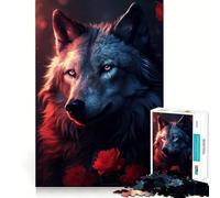 Puzzle de 1000 pièces pour Adultes Rose Rouge Magique du Loup Jeu de Concentration mentale,découpage de Haute précision,activité de Partage et de complicité à Faire en Famille (50x75cm)