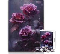 Puzzle de 1000 pièces pour Adultes - Roses Rouges de deuil - Apaisant et Relaxant - Assemblage précis - Dimensions:50x75cm