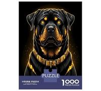Puzzle De 1000 Pièces pour Adultes Rottweiler with Golden Details Puzzle pour Adolescents Analyse Et Logique Aide À Stimuler Le Cerveau Idéal comme Cadeau pour Toute La Famille 70x50cm/1000pcs