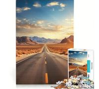 Puzzle de 1000 pièces pour Adultes Route Solitaire dans Le désert Jeux de société pour s'amuser en Famille Cadeaux pour Les Amis et la Famille 38x52cm
