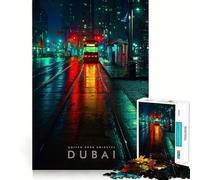 Puzzle de 1000 pièces pour Adultes Rue de Dubaï de Nuit Découpe Impeccable Jeu de Concentration Amusant Cadeau Gratuit Idée Cadeau d'anniversaire (50x75cm)