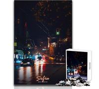 Puzzle de 1000 pièces pour Adultes - Rue de Sofia de Nuit, Bulgarie - Casse-tête, Jeux de société en Famille, Une œuvre d'art, pour Un Père Noël Secret - Dimensions : 38x26cm