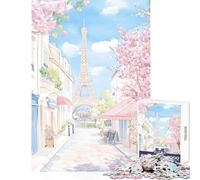 Puzzle de 1000 pièces pour Adultes Rue Parisienne avec Tour Eiffel Décoration Murale pour Jouer à Impossible Game Jeu interactif Parent-Enfant Dimensions 38x52cm