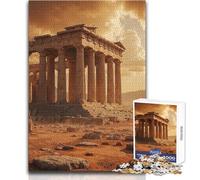 Puzzle de 1000 pièces pour Adultes - Ruines d'un Temple Antique au Coucher du Soleil - Jeu au Design élégant - Décoration idéale - Jouet Anti-Stress - Dimensions : 38x26cm