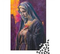 Puzzle De 1000 Pièces pour Adultes Sacred Heart Devotion Art Print Puzzle pour Adultes Jeu De Réflexion Jeu De Détente pour Passer Le Temps Interaction Parent-Enfant 70x50cm/1000pcs
