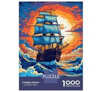 Puzzle De 1000 Pièces pour Adultes Sailing Ship by Sunset Puzzles pour Adultes - Améliore La Mémoire - Liste De Souhaits avec Le Père Noël - Cadeaux Anti-Stress 38x26cm/1000pcs