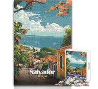 Puzzle de 1000 pièces pour Adultes - Salvador, Brésil - Affiche de Voyage - Casse-tête - Jeux et activités familiales - Cadeau Amusant - Dimensions 38x52cm