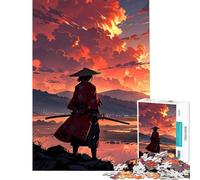 Puzzle de 1000 pièces pour Adultes Samouraï au Coucher du Soleil Jeu de réflexion et de logique Cadeau d'anniversaire Analyse et logique (Dimensions 38x52cm)
