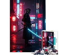 Puzzle de 1000 pièces pour Adultes Samouraï Cyberpunk dans Un Paysage Urbain néon Jeu Impossible éducatif et Stimulant Cadeau Amusant pour améliorer la mémoire (Dimensions 38x26cm)