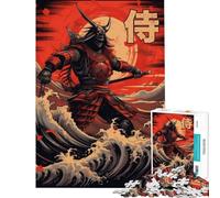 Puzzle de 1000 pièces pour Adultes Samouraï des Mers Vagues Jeu de Construction décoration Murale Cadeau Unique pour Anniversaire et Noël (50x75cm)