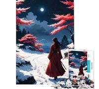 Puzzle de 1000 pièces pour Adultes samouraï des neiges Rouges Japonais Jeu de réflexion captivant Jouet addictif pour cultiver la Patience Cadeau Amusant pour Femmes (Taille 38x26cm)