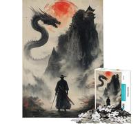 Puzzle de 1000 pièces pour Adultes Samouraï Solitaire Contre Dragon Activités Amusantes à la Maison défi Difficile Jouet de décoration pour Les Enfants de 14 Ans et Plus (38x52cm)