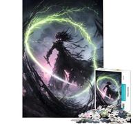 Puzzle de 1000 pièces pour Adultes Samouraï Sombre avec éclairs Jeu Pratique et intellectuel Cadeau Artistique Idée Cadeau d'anniversaire (Dimensions 38x26cm)