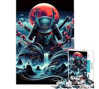 Puzzle de 1000 pièces pour Adultes Samurai Blood Moon Jeu de Puzzle Relaxant pour Adultes Analyse et logique Difficile et Stimulant (Taille 50x75cm)