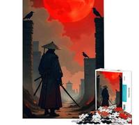 Puzzle de 1000 pièces pour Adultes Samurai Blood Moon Jeu Impossible défi éducatif Jouet idée Cadeau Apprentissage et éducation (Dimensions 38x26cm)