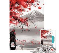 Puzzle de 1000 pièces pour Adultes Samurai Lake Yamanaka Red Sun Jeu de Puzzle Manuel à Assembler Cadeau d'anniversaire et Cadeau Unique (Dimensions 38x26cm)