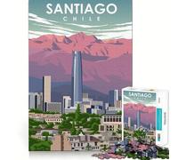 Puzzle de 1000 pièces pour Adultes Santiago du Chili Art de Voyage Découpe Premium Jeu Amusant et Stimulant pour Le Cerveau Jeu Relaxant Cadeau de Noël apaisant (50x75cm)