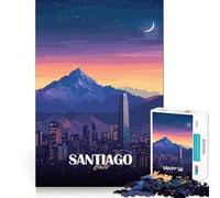 Puzzle de 1000 pièces pour Adultes,Santiago du Chili,Paysage Urbain Nocturne,découpe Nette,défi Intelligent,Jeu Amusant pour Passer Le Temps,décoration Murale de Noël (38x52cm)
