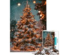 Puzzle de 1000 pièces pour Adultes Sapin de Noël enneigé Jeu Familial Défi Difficile Cadeau Unique pour Un Anniversaire ou Noël (Dimensions 38x26cm)