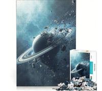 Puzzle de 1000 pièces pour Adultes Saturne en Explosion - Destruction Cosmique dans l'espace Profond, Jeu Impossible, détente intellectuelle, idéal pour décorer Un Bureau 50x75cm