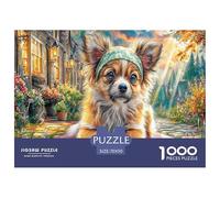 Puzzle de 1000 pièces pour Adultes - Scène avec Un Chiot coloré dans Une Prairie verdoyante - 70 x 50 cm - Activité Amusante pour Les Jours de Pluie - Idéal pour Les Anniversaires
