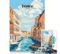 Puzzle de 1000 pièces pour Adultes Scène de Canal de Venise Jeu de Loisirs créatifs aux Bords Fins Jeu cognitif et Relaxant Décoration Murale de Noël (38x52cm)
