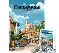 Puzzle de 1000 pièces pour Adultes Scène de Rue de Carthagène Jeu Manuel Décoration Murale (38x26cm)