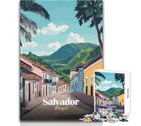 Puzzle de 1000 pièces pour Adultes - Scène de Rue de Salvador, Brésil - Jeu éducatif Familial - Décoration idéale - Cadeau d'anniversaire - Dimensions 38x52cm