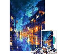 Puzzle de 1000 pièces pour Adultes Scène de Rue sous la Pluie Jeu d'analyse et de logique Complexe et Stimulant (50x75cm)