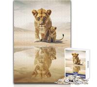 Puzzle de 1000 pièces pour Adultes - Scène majestueuse de Couples de Lions - Apaisant et Relaxant - Assemblage précis - Dimensions:38x52cm