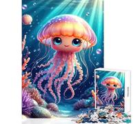Puzzle de 1000 pièces pour Adultes Scène sous-Marine avec de Jolies méduses Jeu Anti-Stress Cadeau d'anniversaire Casse-tête Renforce l'amour Entre Couples Dimensions 50x75cm