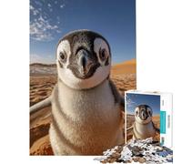 Puzzle de 1000 pièces pour Adultes Selfie de Pingouin dans Le désert du Sahara Activités Amusantes à la Maison décoration Artistique Jeu de réflexion pour Les 14 Ans et Plus (50x75cm)