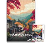 Puzzle de 1000 pièces pour Adultes - Sentier Nakasendo - Paysage d'automne au Japon - Jeu éducatif Familial - Idée Cadeau pour Un Père Noël Secret - Dimensions 38x26cm
