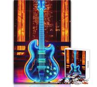 Puzzle de 1000 pièces pour Adultes Sérénade néon à la Guitare Un Moment de détente et de Relaxation Assemblage Stable et découpe précise Dimensions 50x75cm