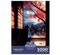 Puzzle De 1000 Pièces pour Adultes Serene Cute Cat Scenery Puzzle, Jouet, Décoration Murale, Difficile Et Stimulant 38x26cm/1000pcs