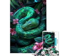 Puzzle de 1000 pièces pour Adultes Serpent Vert émeraude Activités ludiques à la Maison Cadeaux pour Femmes Jeux en Famille Convient aux Personnes de 14 Ans et Plus (50x75cm)
