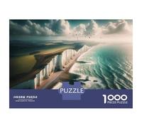 Puzzle De 1000 Pièces pour Adultes Seven Sisters Cliffs, England Puzzle pour Adultes, Jouet, Décoration Murale, Décoration Parfaite, Cadeaux Uniques pour Anniversaire Et Noël 52x38cm/1000pcs