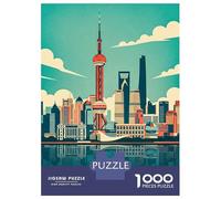 Puzzle De 1000 Pièces pour Adultes Shanghai Skyline Vintage Puzzle pour Adolescents - Niveau Difficile - Chaque Pièce Est Unique - Jeu Amusant Et Stimulant pour Toute La Famille 70x50cm/1000pcs