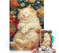 Puzzle de 1000 pièces pour Adultes “Sieste de Chat en Fleurs” Fait de Papier，pour Les 14 Ans et Plus Jeux éducatifs Améliorer l'amour Entre Les Couples。Taille：26x38cm/10.24x14.96pouce