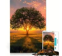 Puzzle de 1000 pièces pour Adultes Silhouette d'arbre au Coucher du Soleil Jeu de réflexion Amusant et précis Activité de Loisirs et d'anniversaire (38x52cm)