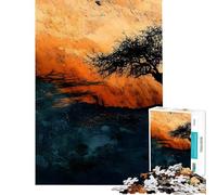 Puzzle de 1000 pièces pour Adultes Silhouette d'arbre sur Une Falaise Jeu de réflexion et de logique Idée Cadeau Originale pour Un Anniversaire ou Noël (38x52cm)