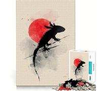 Puzzle de 1000 pièces pour adultes,silhouette d'axolotl avec soleil rouge,découpe soignée,décoration,jeu amusant et relaxant,idéal pour passer du temps libre,cadeau d'anniversaire ou de loisir 50x75cm