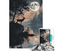 Puzzle de 1000 pièces pour Adultes Silhouette de cerf par Moonlit Impossible Game Jeu éducatif et Stimulant Cadeau Amusant pour améliorer la mémoire (Taille 38x52cm)