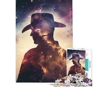 Puzzle de 1000 pièces pour Adultes Silhouette de Cowboy et de Galaxie Jeu éducatif et Stimulant Une œuvre d'art à Offrir (Dimensions 38x26cm)