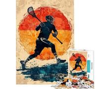 Puzzle de 1000 pièces pour Adultes Silhouette de Joueur de Crosse Jeu Manuel Idéal pour se détendre à la Maison Cadeau Unique pour Un Anniversaire ou Noël (Dimensions 38x26cm)
